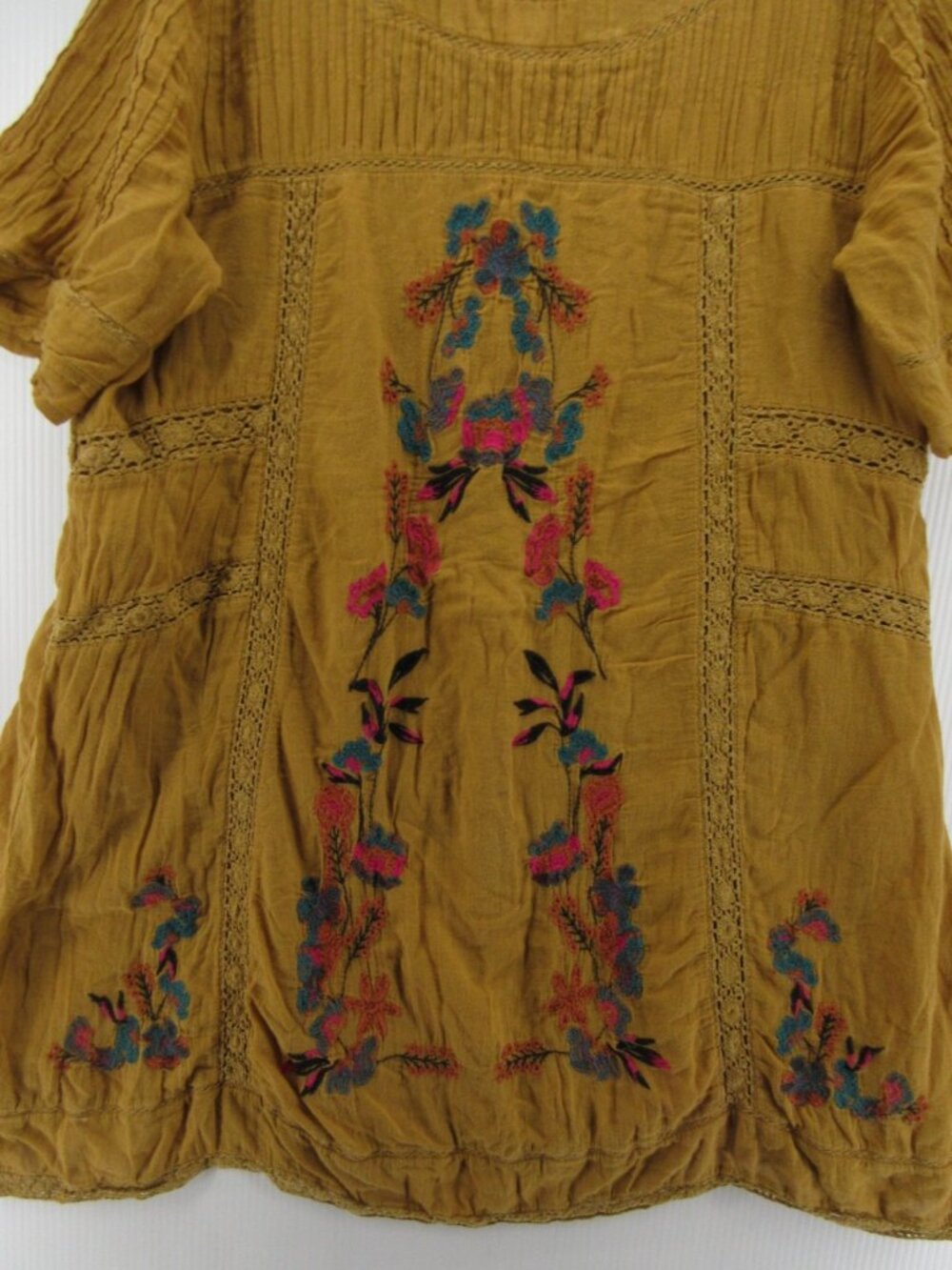 Free People Mustard Embroidered Mini Dress - Picture 4 of 11